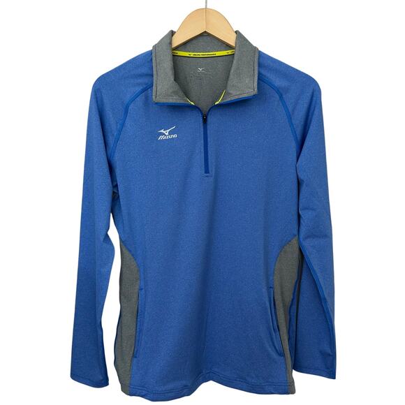 Mizuno Performance Mens 1/4 Zip Athletic‎ Shirt Size Medium Blue Gray Pockets - Picture 1 of 6